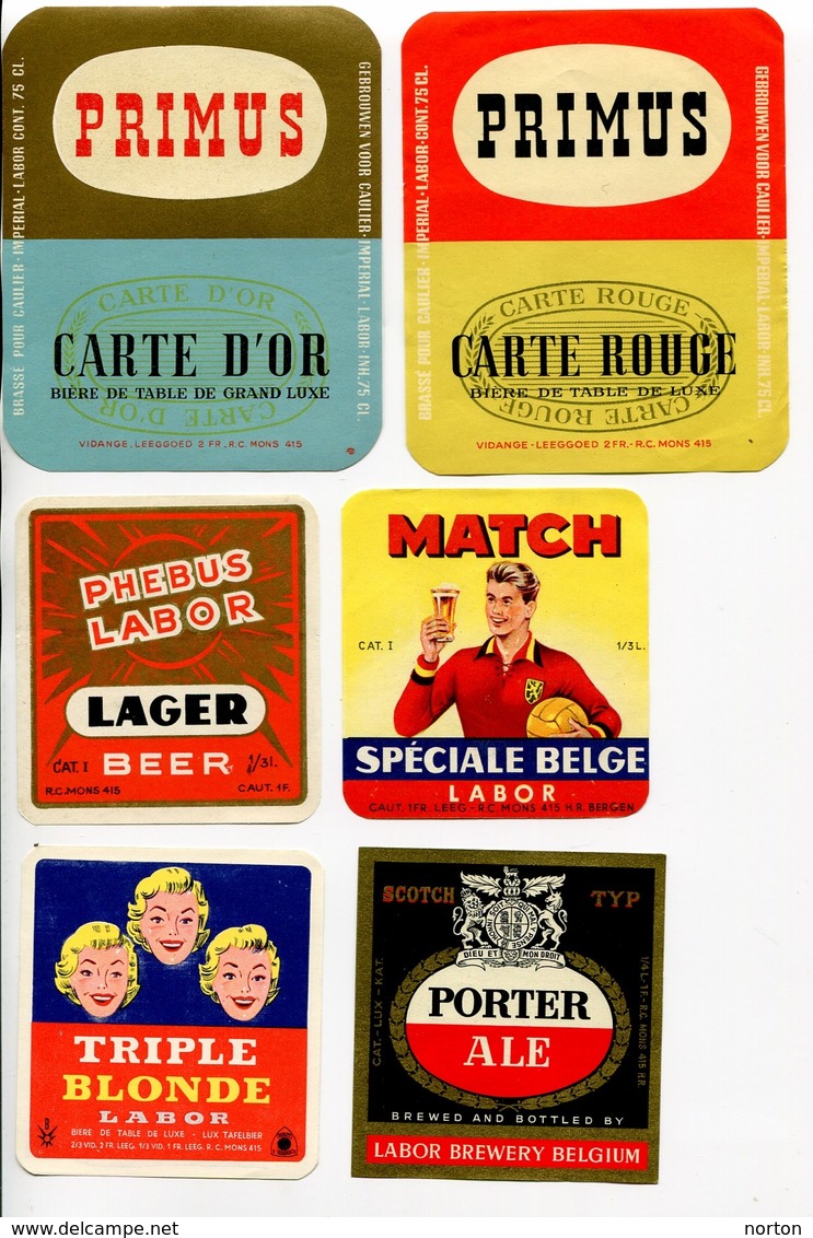 Mons Brasserie Labor Lot De 15 étiquettes Différentes Primus - Hanna Pils - Porter Ale - Phebus - Match - Ect.. - Bier