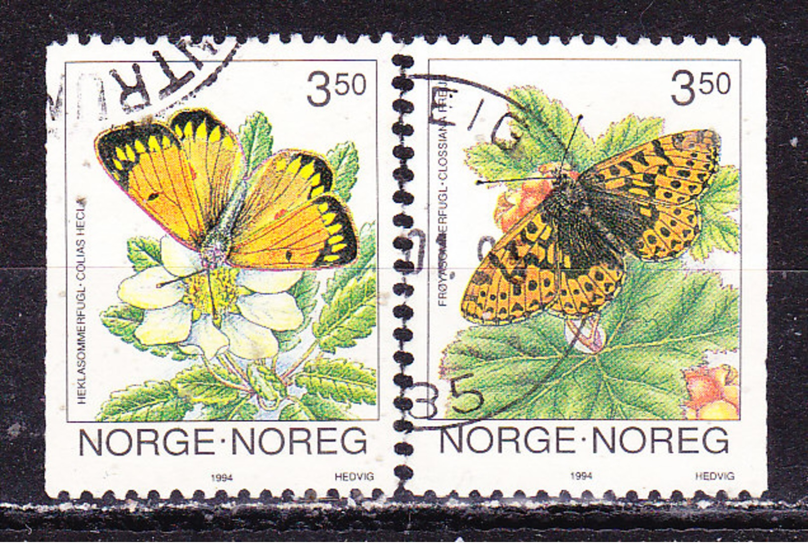 Norvegia 1994-Farfalle Serie Completa Usata - Gebraucht