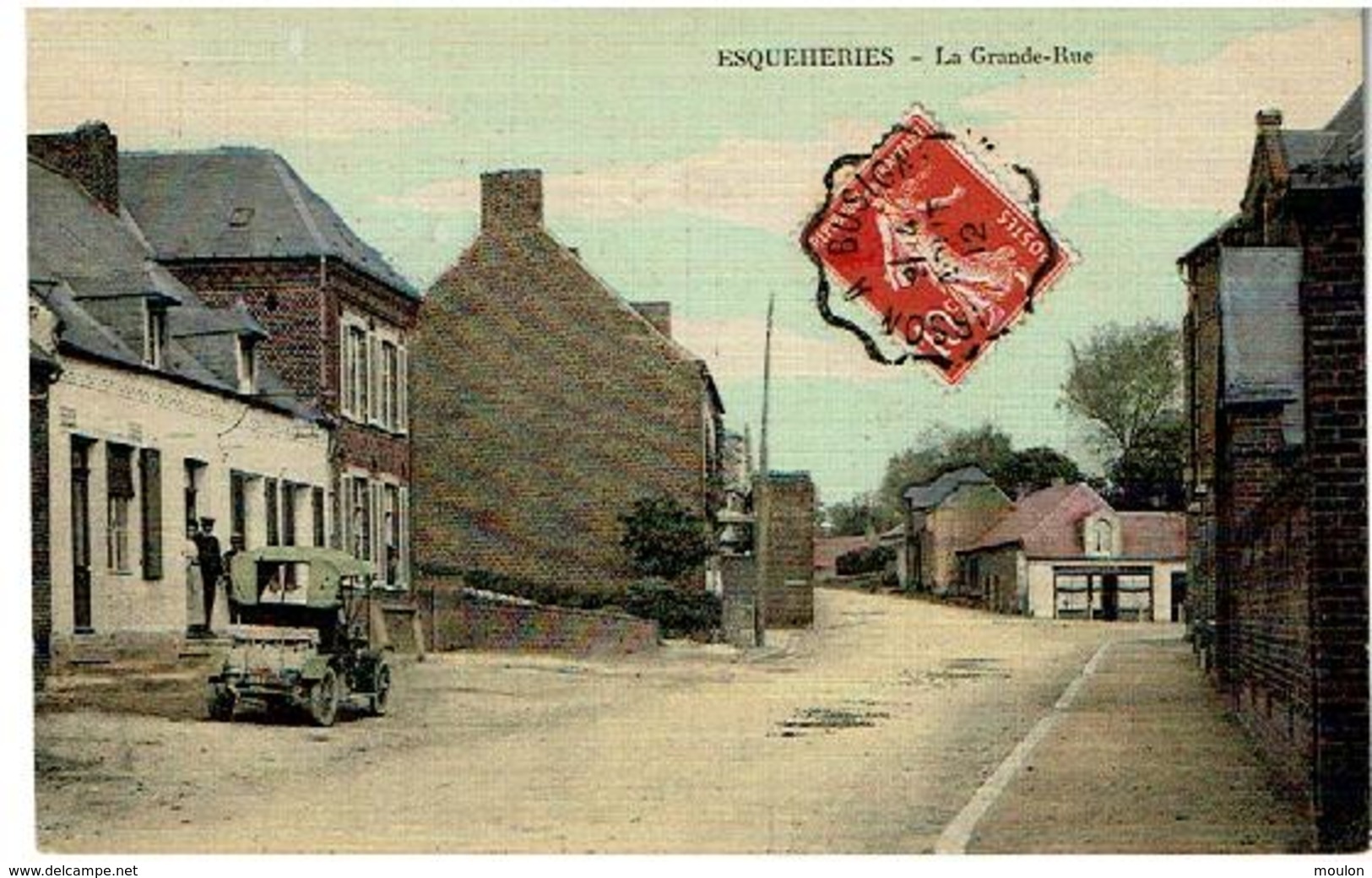 ESQUEHERIES- La Grande Rue -Cp Toilee-Voyagee 1912 - Autres & Non Classés