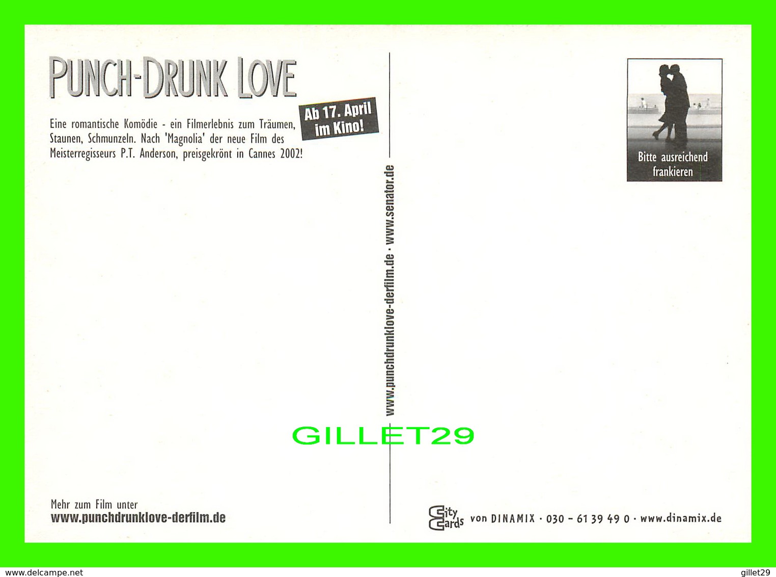 AFFICHES DE FILM -  " PUNCH-DRUNK LOVE " FILM DE VON P.T. ANDERSON IN 2002  WITH ADAM SANDLER & EMILY WATSON - - Affiches Sur Carte