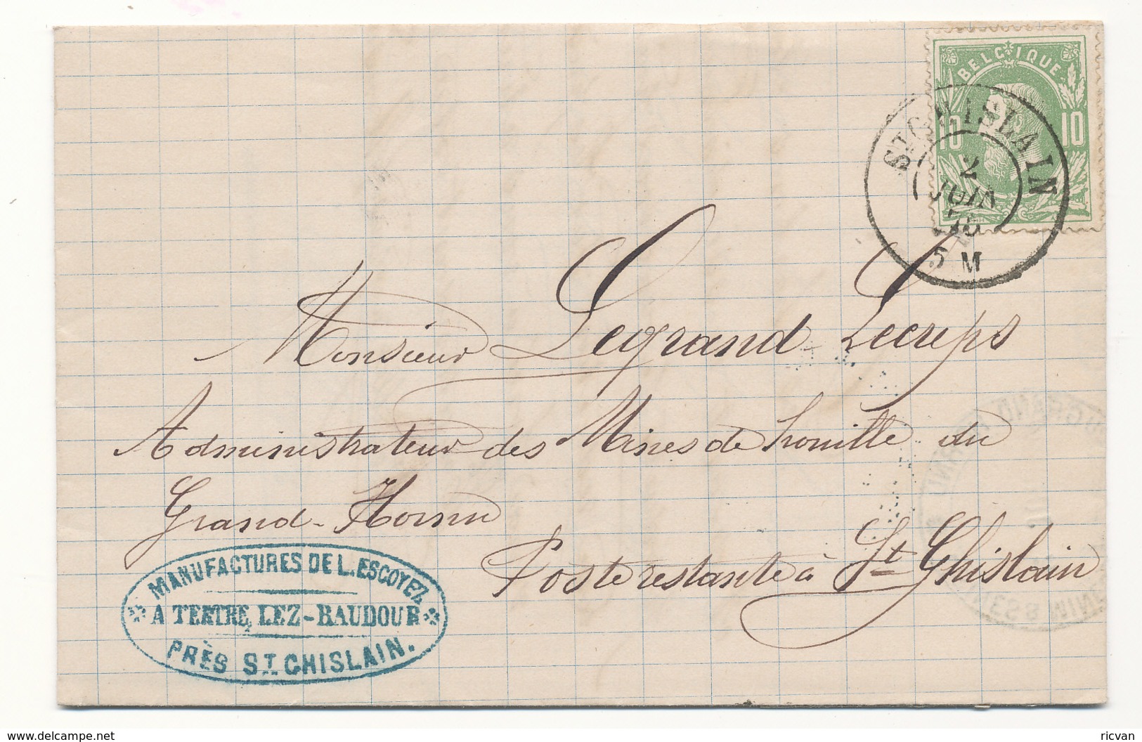 1875 BRIEF MET COB 30 V. St GHISLAIN N.St GHISLAIN Poste Restante Zie Scan(s) - 1869-1883 Léopold II