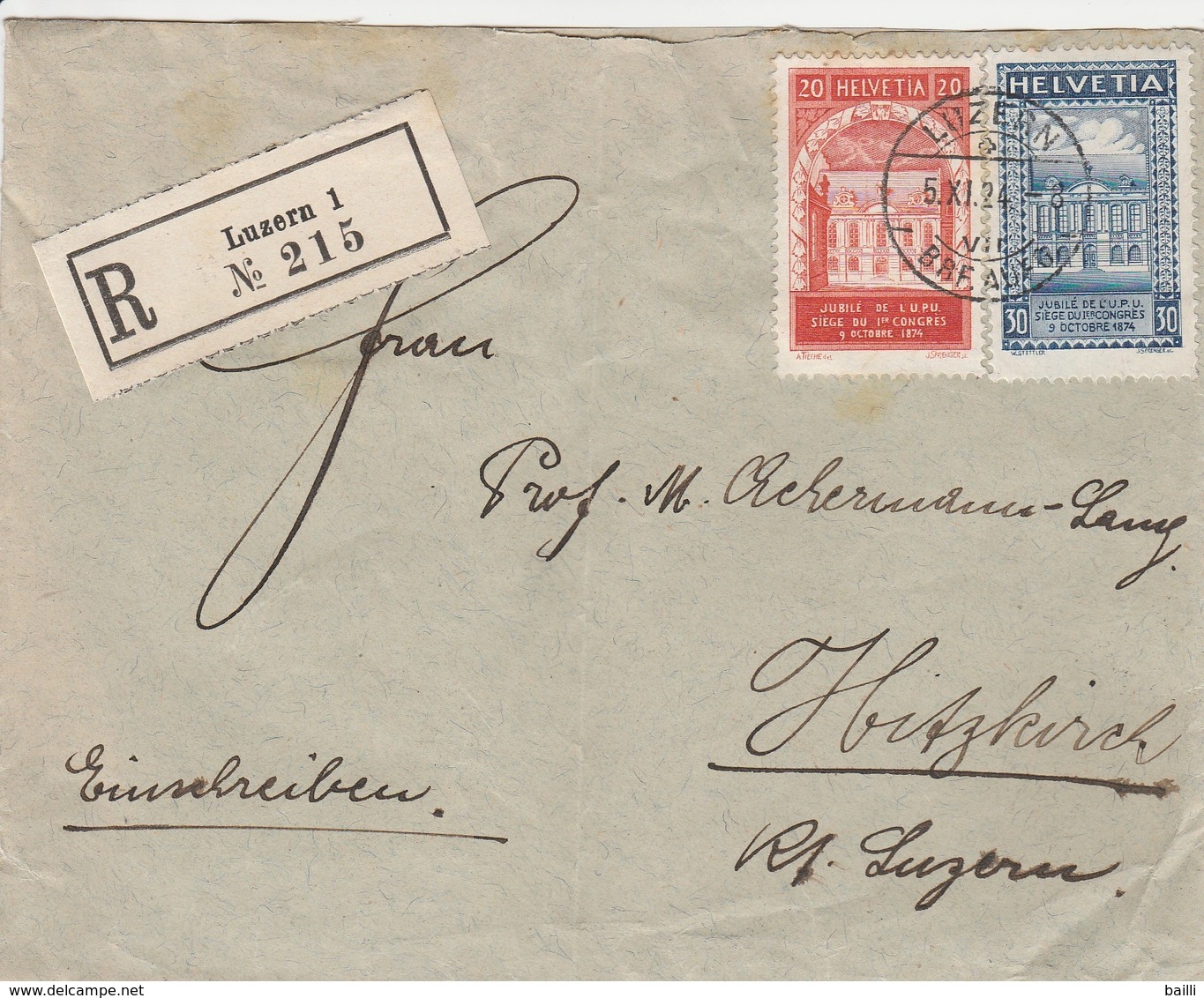 Suisse Lettre Recommandée Luzern 1924 - Poststempel