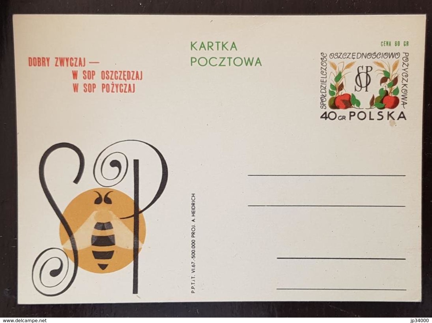 POLOGNE Abeilles, Abeille, Bees, Abejas, Ruche. Entier Postal Illustré Neuf 1967 - Abeilles