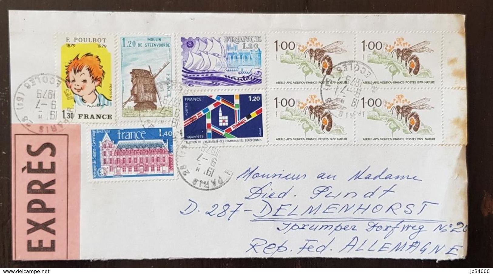 FRANCE Abeilles, Abeille, Bees, Abejas.Yvert N°2039 Lettre Express Au Tarif Vers L'allemagne 79. Cachet Arrivée Au Dos - Abeilles