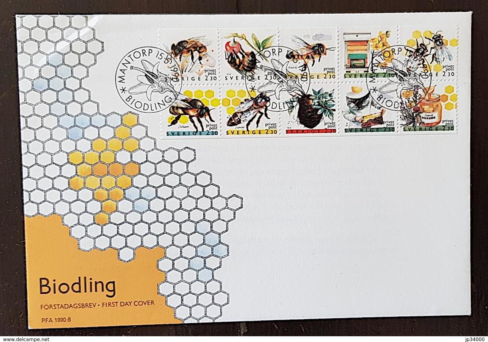 SUEDE Abeilles, Abeille, Bees, Abejas, Yvert 1591/1600 FDC, Enveloppe 1er Jour. 1990 - Bienen