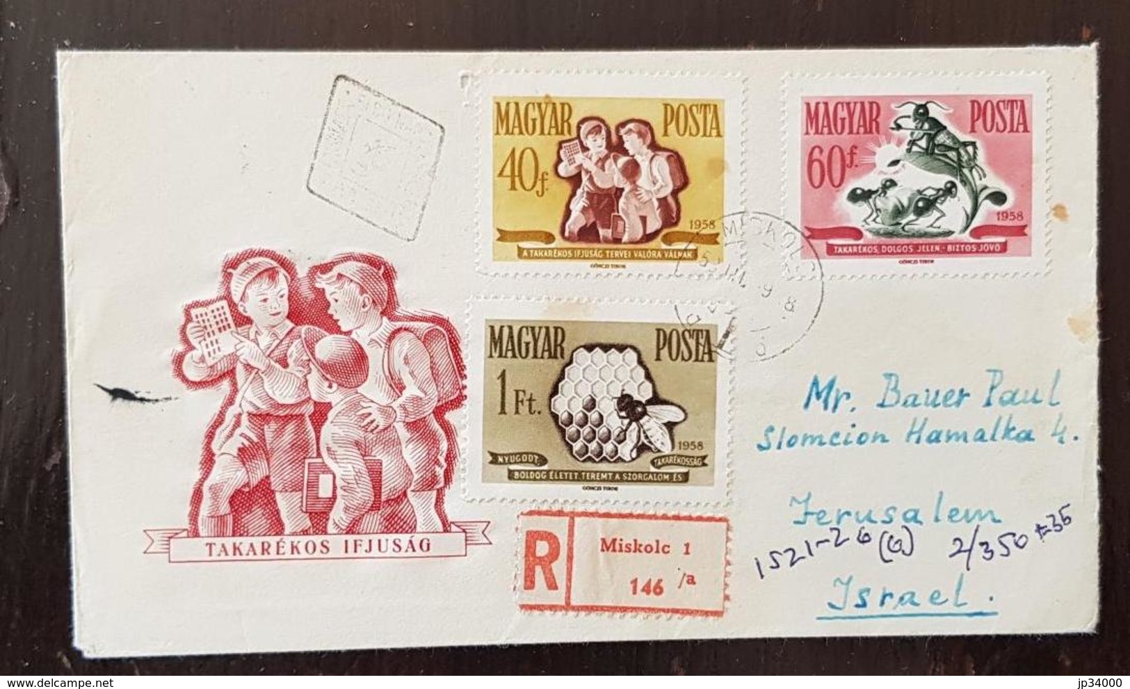 HONGRIE Abeilles, Abeille, Bees, Abejas, 3 Valeurs 1958 Sur Lettre Recommandée HONGRIE Pour ISRAEL - Abeilles