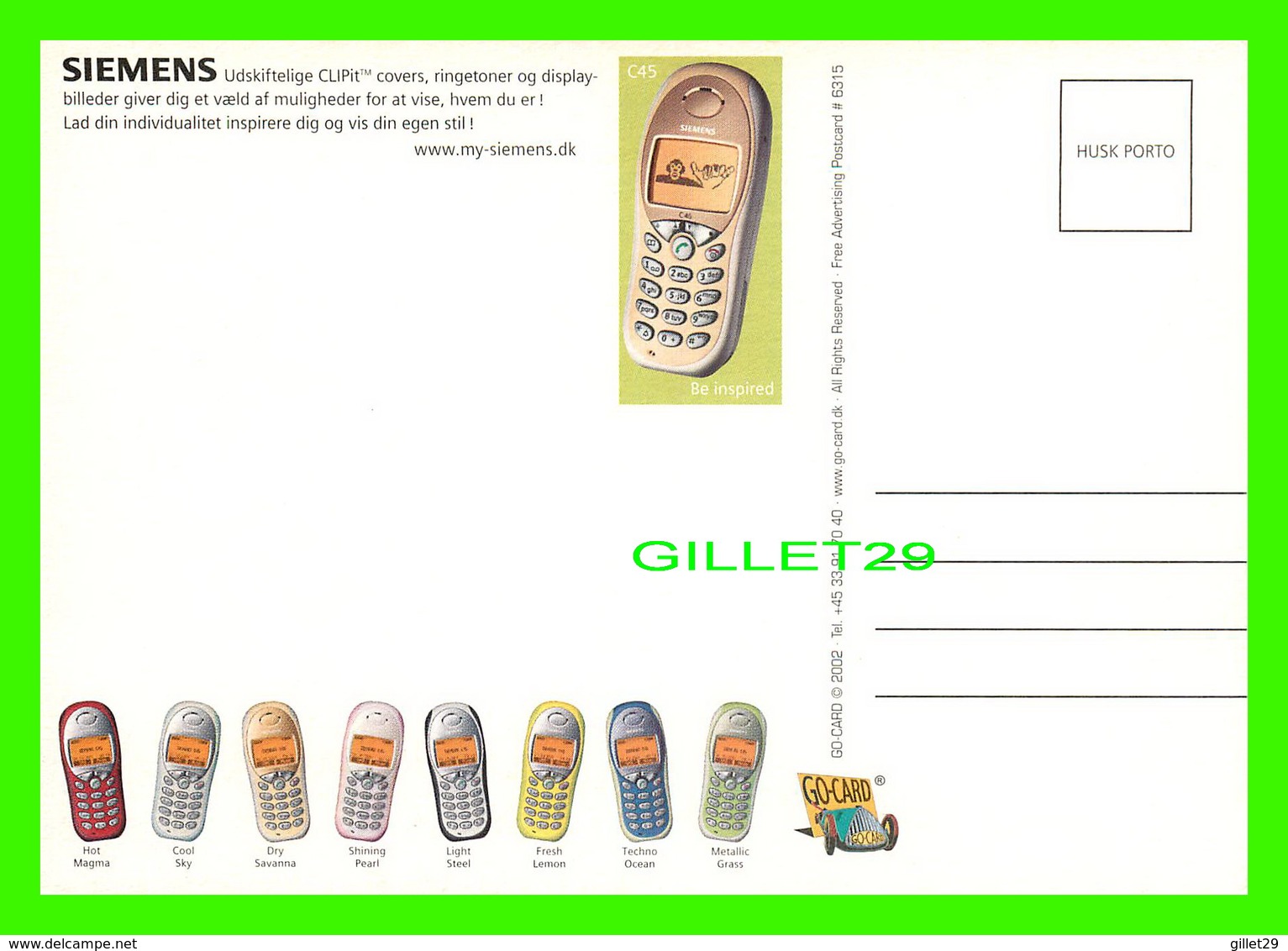 ADVERTISING, PUBLICITÉ - SIEMENS MOBILE - CELLULAIRES - GIGASET - GO-CARD 2002 No 6315 - - Publicité