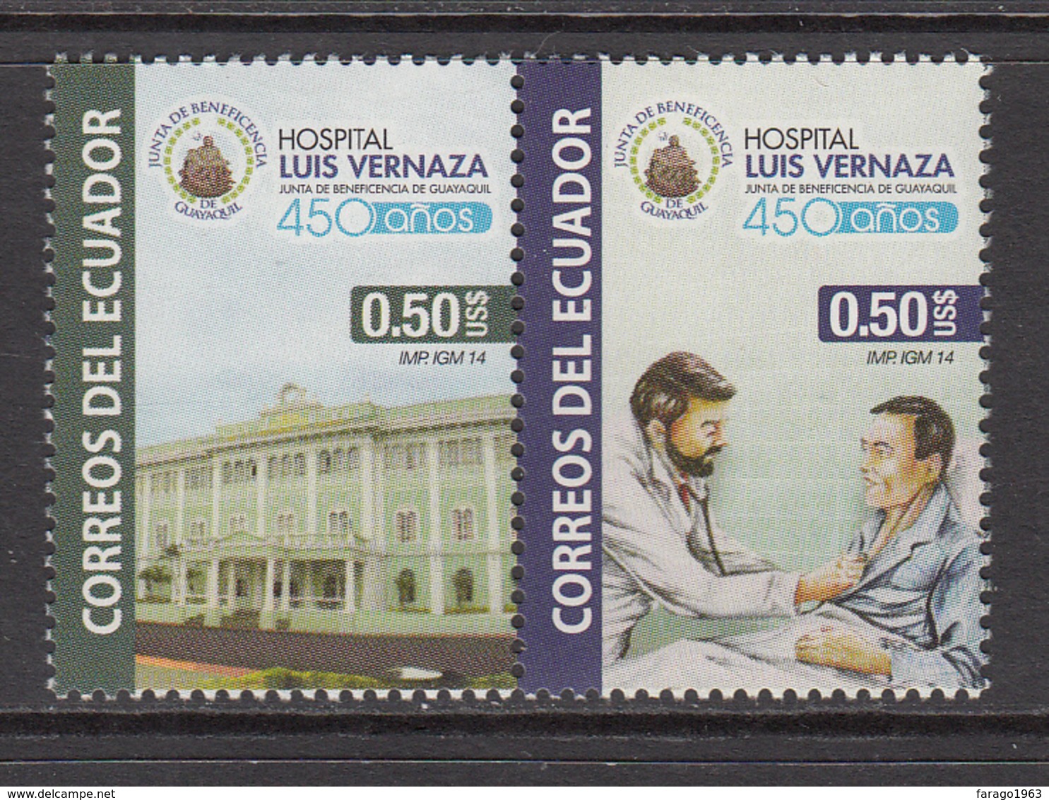 2014 Ecuador Hospital Vernaza Complete Set Of 2 MNH - Ecuador