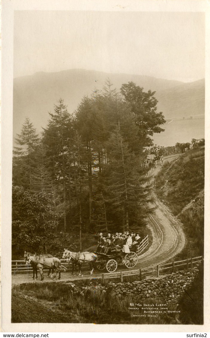 CUMBRIA - "THE DEVIL'S ELBOW" COACHES RETURNING FROM BUTTERMERE TO KESWICK RP Cu1218 - Buttermere