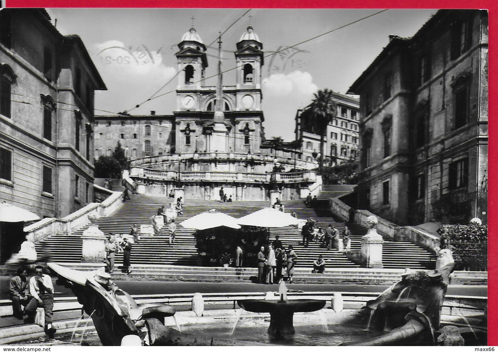 CARTOLINA VG ITALIA - ROMA - Piazza Di Spagna - Trinità Dei Monti - 10 X 15 - ANN. 1957 - Places & Squares