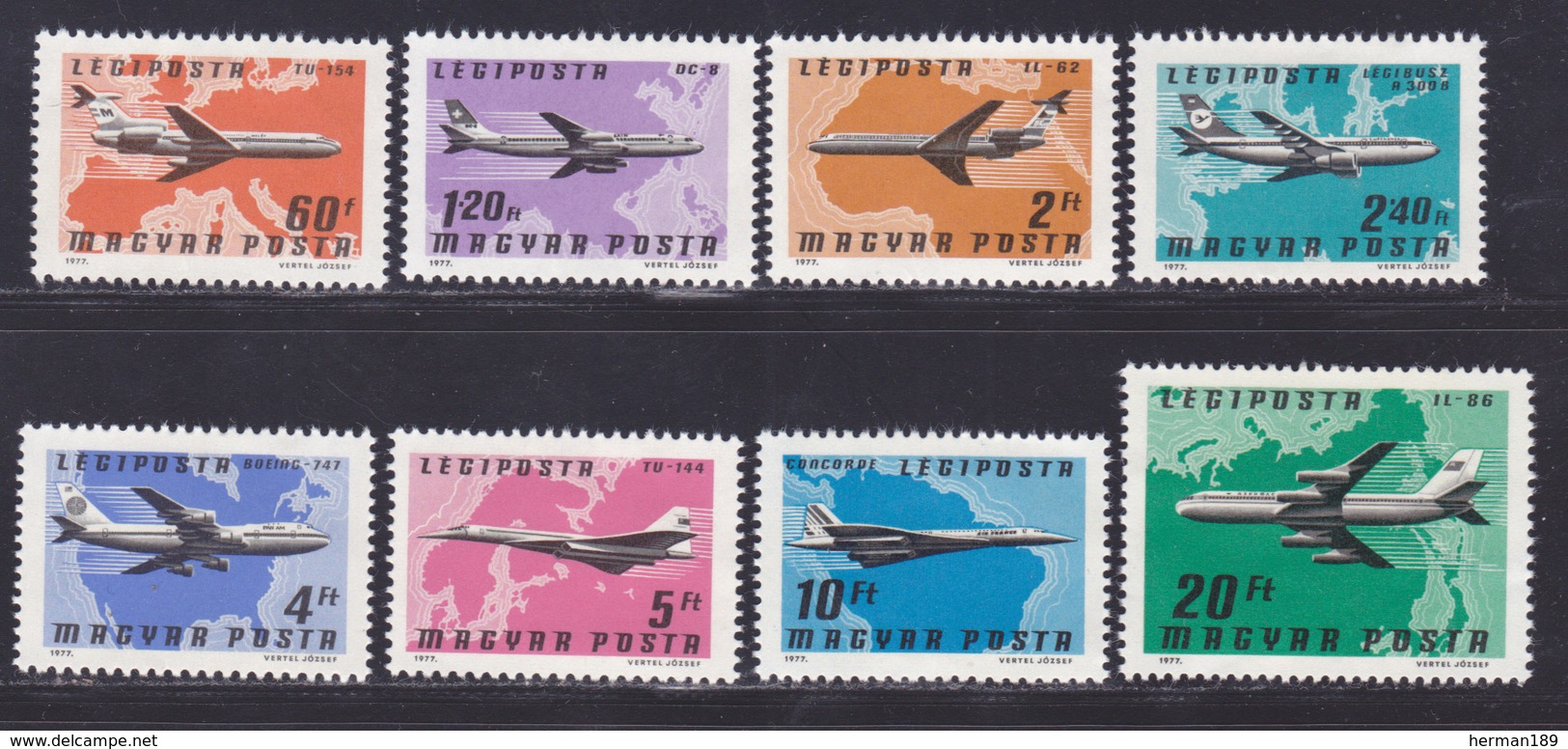 HONGRIE AERIENS N°  392 à 399 ** MNH Neufs Sans Charnière, TB (D9023) Avions Commerciaux - 1977 - Neufs