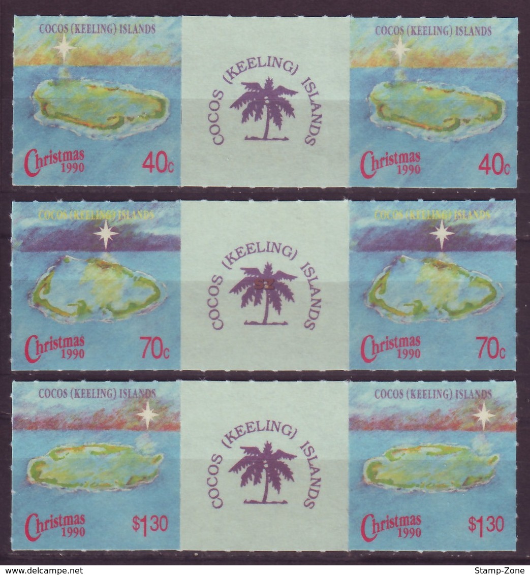 Cocos (Keeling) Islands, 1990, Christmas, Middle Row, MNH, Mi# 237/39 - Cocos (Keeling) Islands