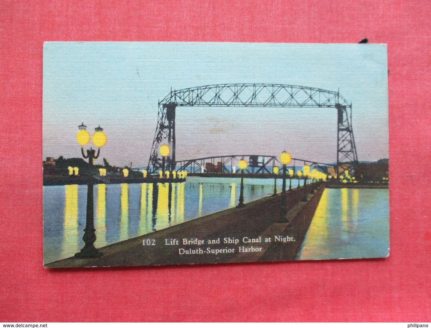 - Minnesota > Duluth Superior Harbor Night View Lift Bridge  Out Of Album  Paper Residue On Back   >>  Ref 3345 - Duluth