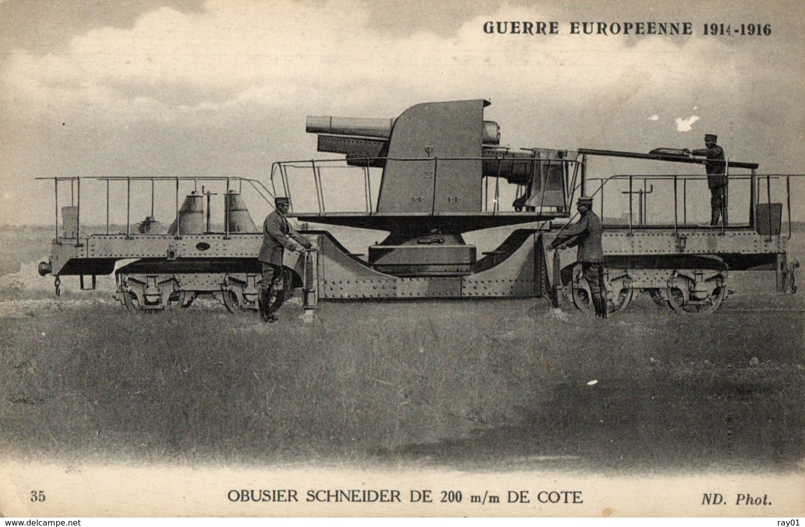 GUERRE EUROPEENNE DE 1914-1916 - Obusier Schneider De 200 M/m De Côte - (n°35). - Guerre 1914-18