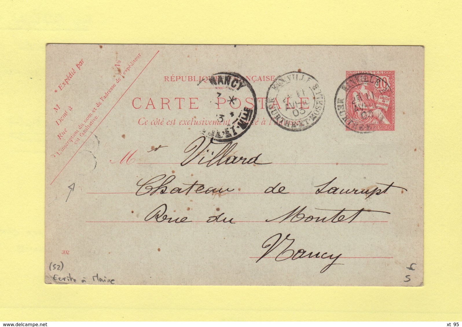 Einville - Meurthe Et Moselle - 11 Avril 1903 - OR Origine Rurale - Carte Ecrite A Maixe - Type Mouchon - 1877-1920: Periodo Semi Moderno