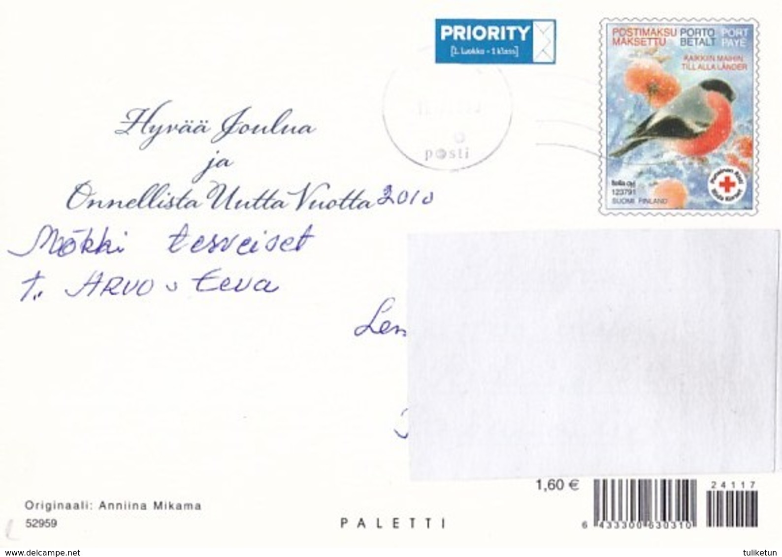 Postal Stationery - Birds - Bullfinches - Elf Eating Porridge Cat - Red Cross - Suomi Finland - Postage Paid - Interi Postali