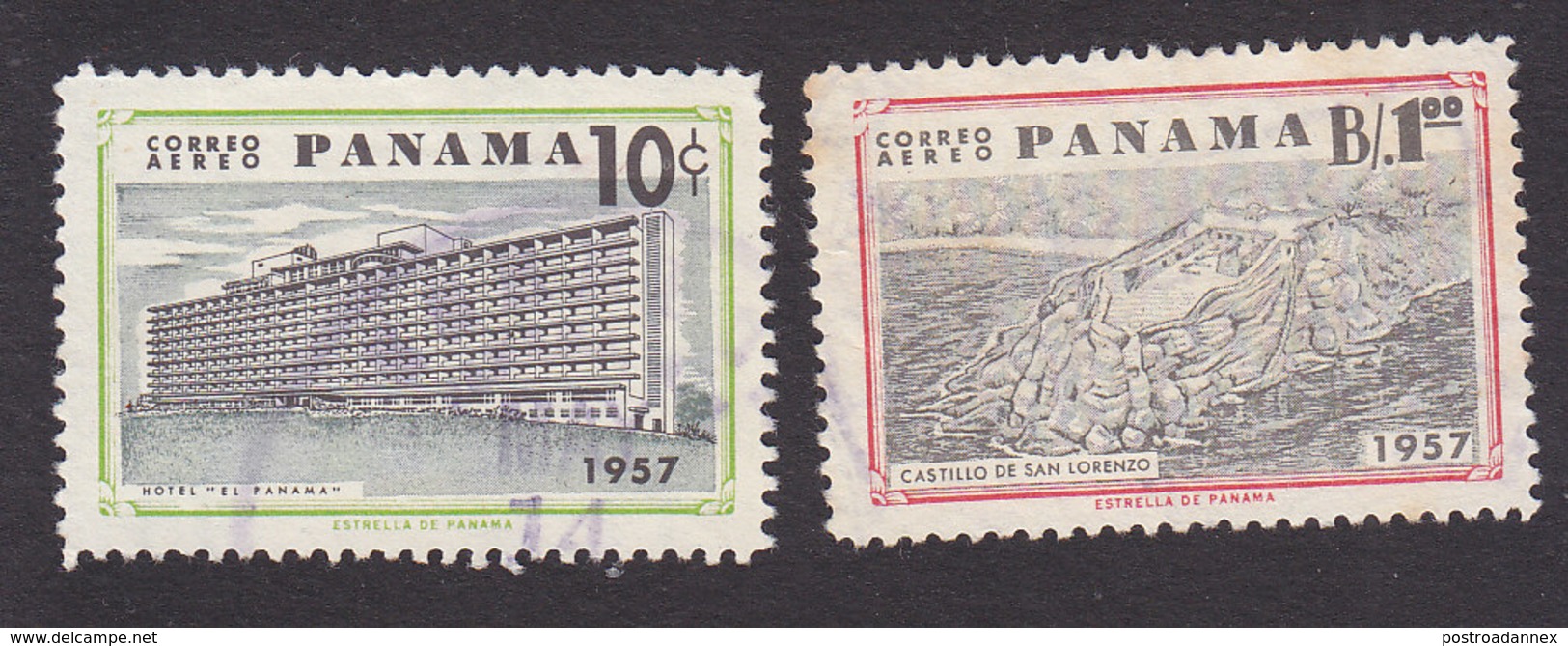 Panama, Scott #C196-C197, Used, Buildings, Issued 1957 - Panama