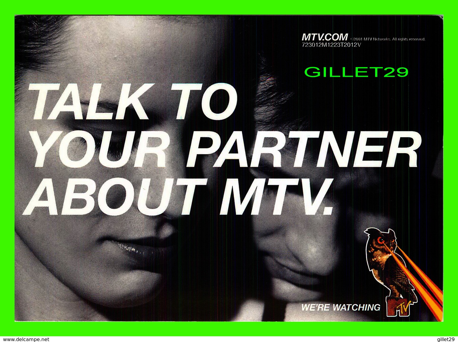 SÉRIES TV - MTV.COM, 2001 - TALK TO YOUR PARTNER ABOUT MTV  - GO-CARD - - Séries TV