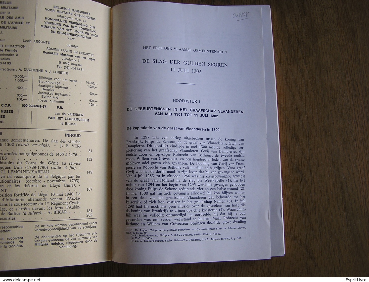 REVUE BELGE D' HISTOIRE MILITAIRE XXII 2 Guerre 40 45 Gulden Sporen Désertion Génie Carnot Jourdan PFL Mai 40 Battice - Histoire