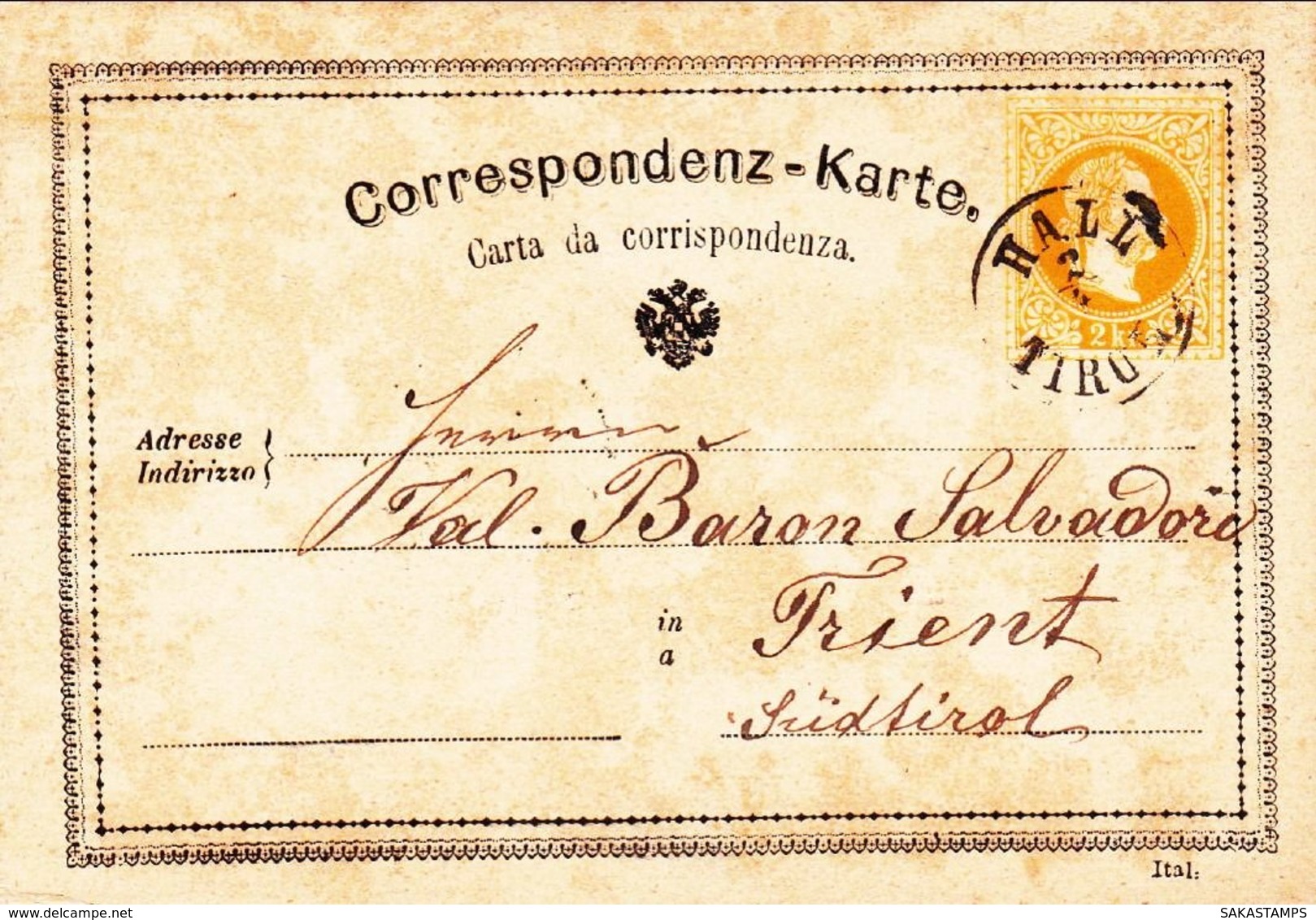 1873-Autriche Osterreich Austria Correspondenz Karte 2kr. Da Hall Tirol - Storia Postale