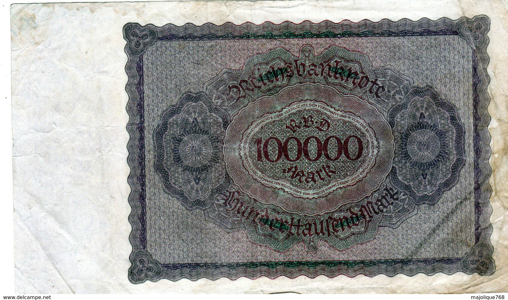 Billet Allemand De 100000 Mark Le 1 Février 1923 - 7 Chiffres En T B - - 100.000 Mark
