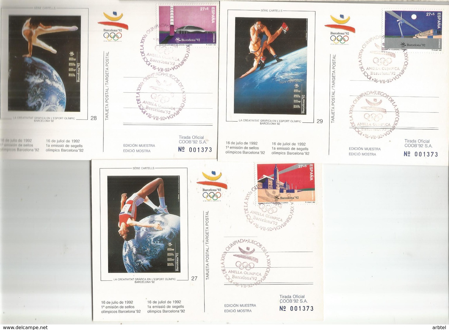 JUEGOS OLIMPICOS BARCELONA 92 OLYMPIC GAMES TARJETAS EDICION MUESTRA COOB ESTADIO OLIMPICO - Verano 1992: Barcelona