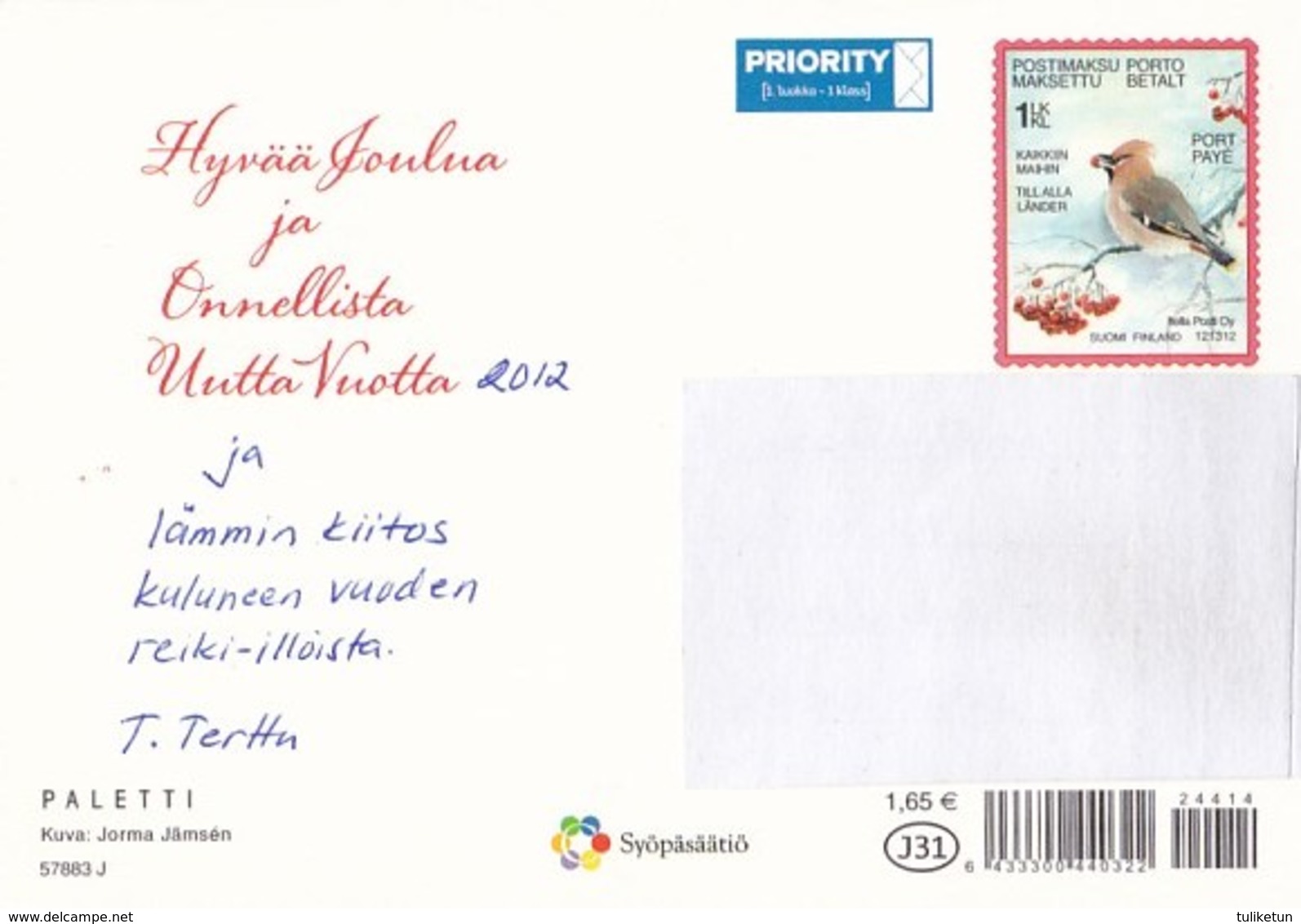 Postal Stationery - Bird - Candle Lighting - Apples - Cancer Foundation - Suomi Finland - Postage Paid - Interi Postali