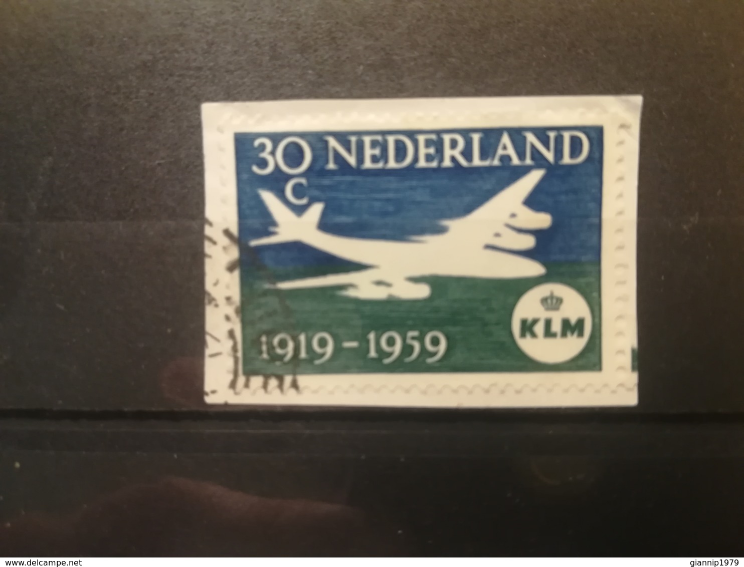 FRANCOBOLLI STAMPS OLANDA NEDERLAND 1959 USED SU FRAMMENTO ANNIVERSARY KLM PAESI BASSI FRAGMENT - Usati