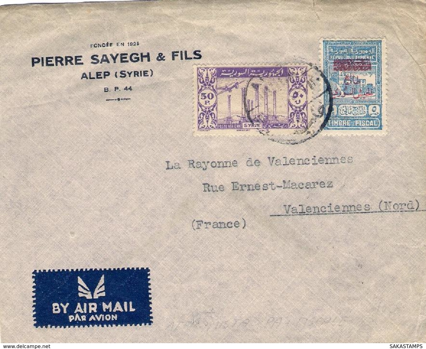 1946-Siria Aerogramma Per La Francia Con Affrancatura Mista Posta Aerea+fiscale - Siria