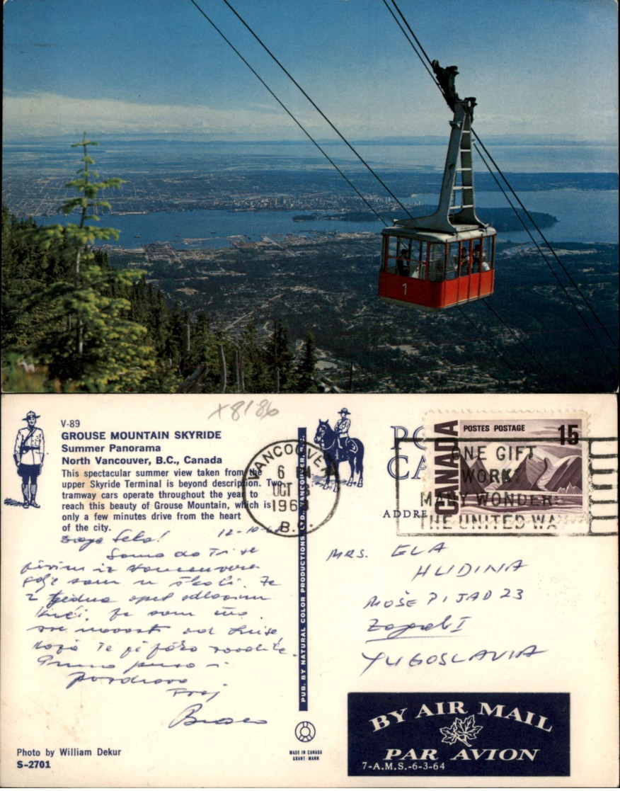 GROUSE MOUNTAIN SKYRIDE,CANADA POSTCARD - Vancouver