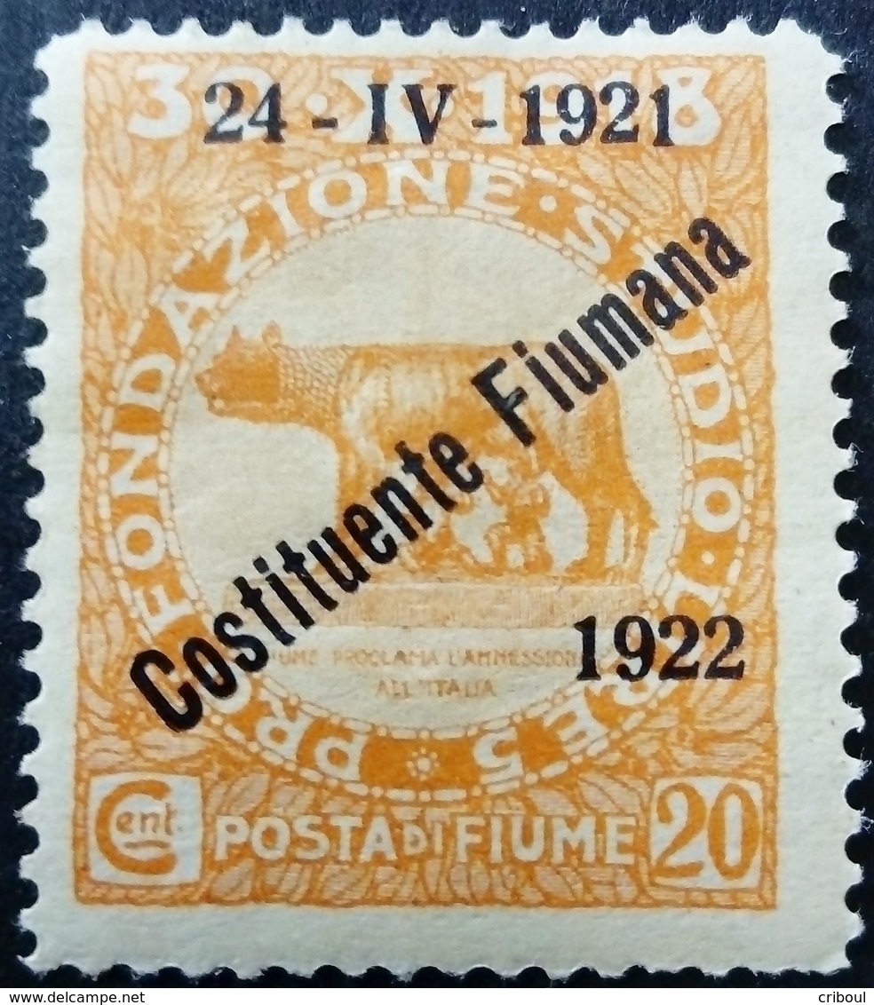 Fiume Occupation Italie Italy Italia Surchargé Overprinted Soprastampati 1922 Yvert 162 * MH - Fiume