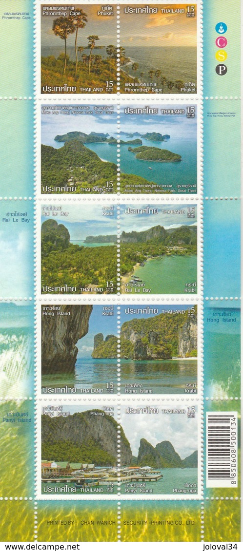 Thaïlande 2012 - 10 Timbres ** Neufs Sans Charnière - Spots De Tourisme - Thaïlande