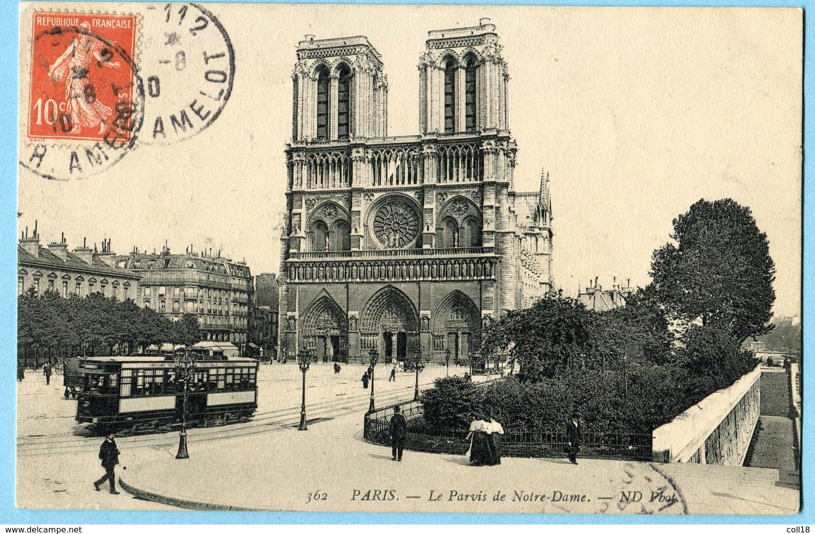 CPA 75 PARIS Cathédrale Notre Dame ( TRAM ) 1910 - Notre Dame De Paris