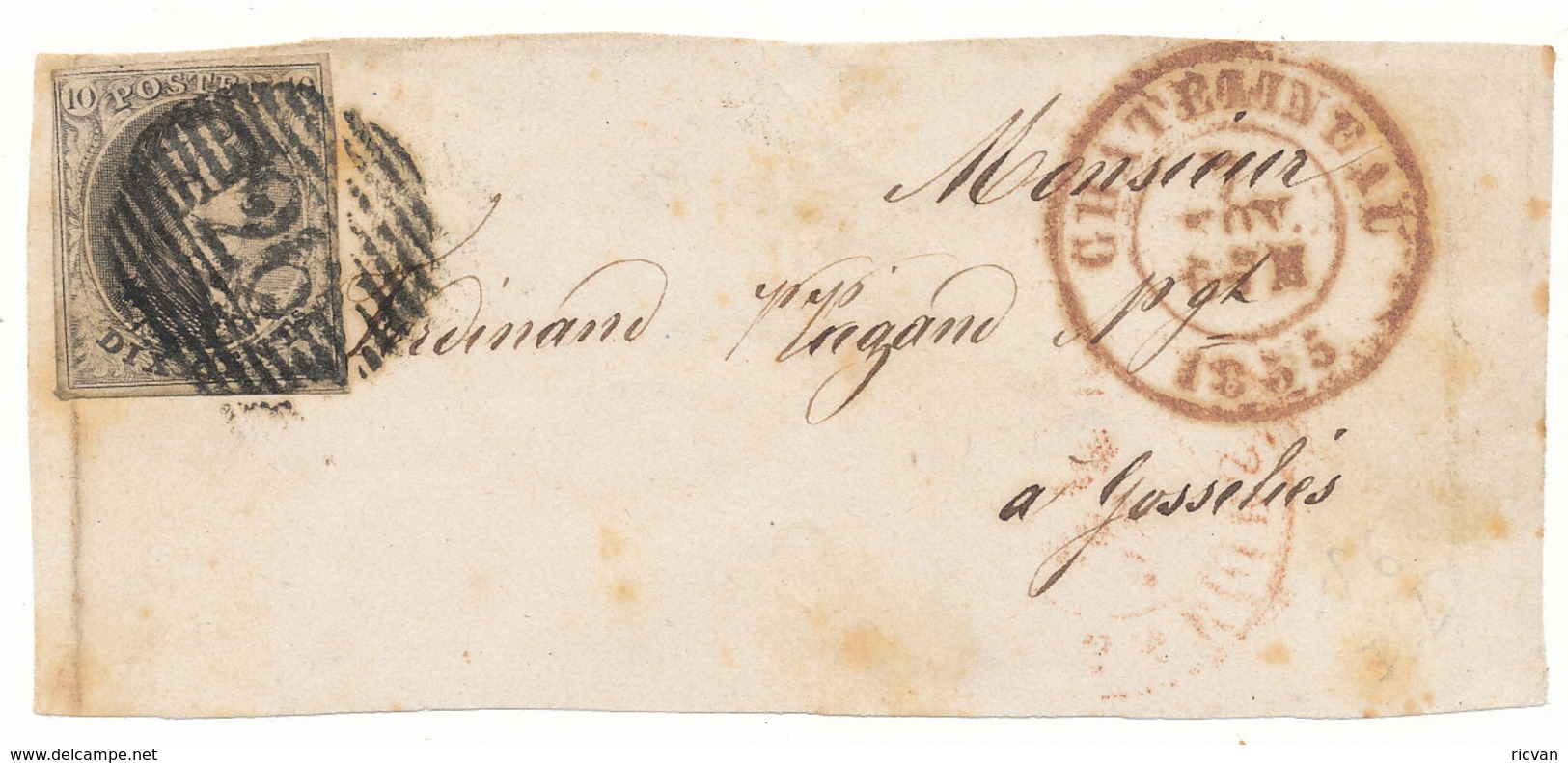 1855  BRIEFFRONT COB 6 V. CHATELINEAU N. GOSSELIES  Zie Scan(s) - 1851-1857 Medallones (6/8)