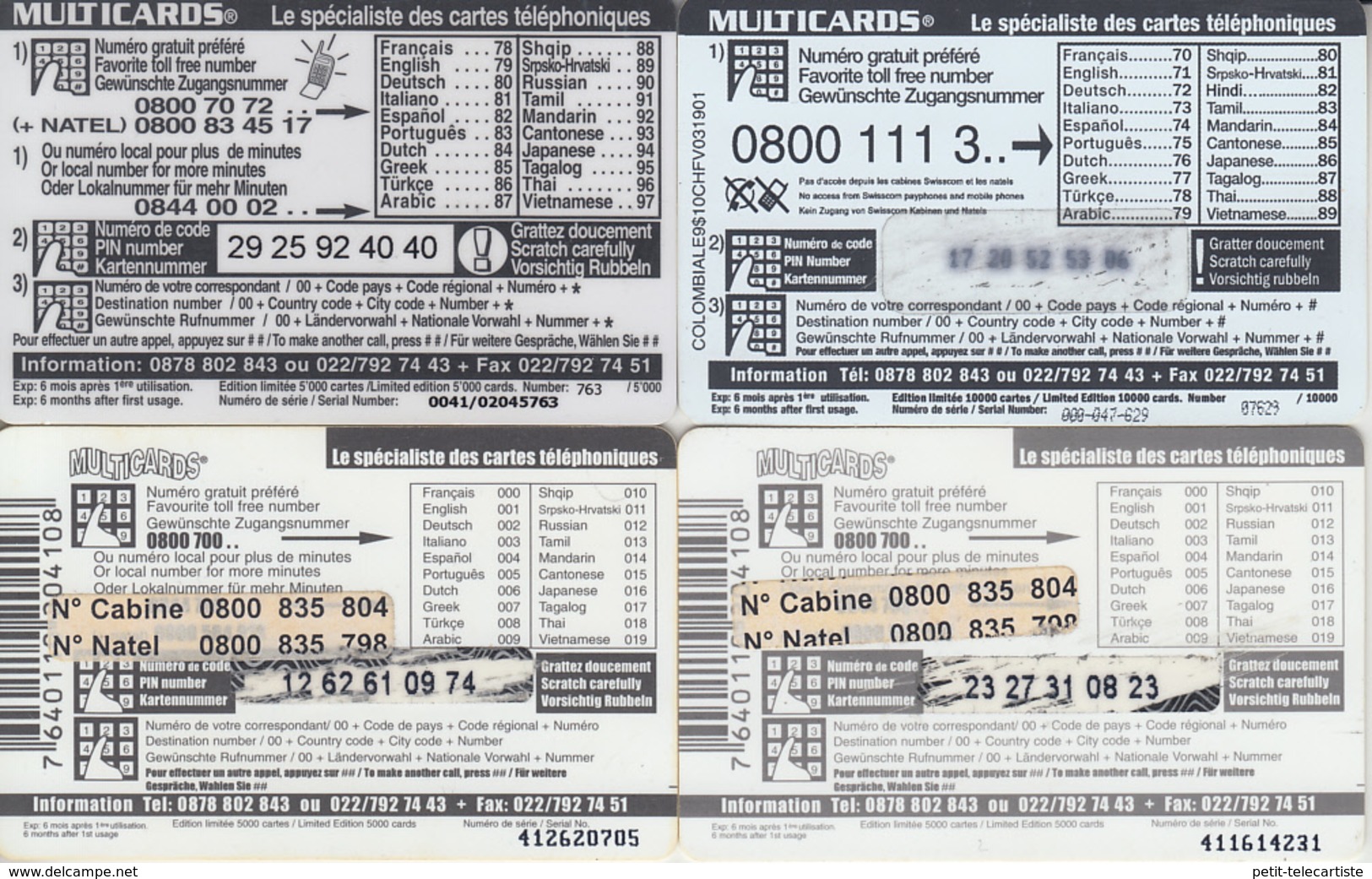 SWITZERLAND - PHONE CARD - PRÉPAIDS SUISSE *** 4 X MULTICARDS & PAYSAGES / 3 *** - Paysages