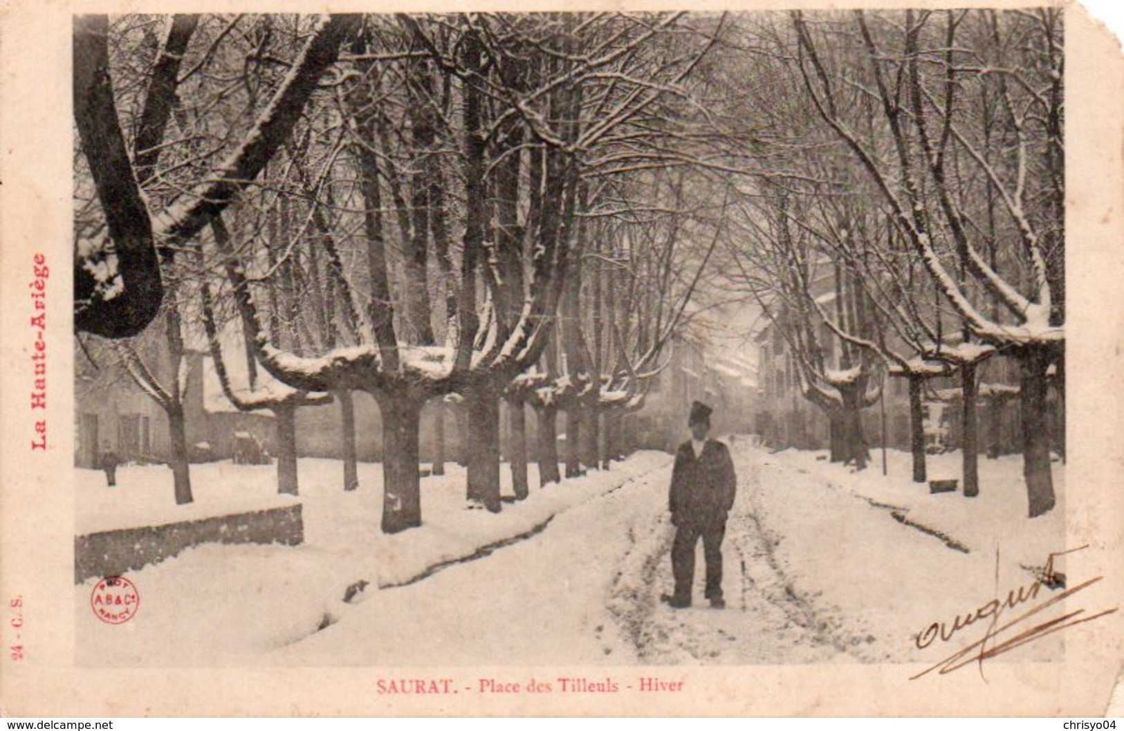 95Pp  09 Saurat Place Des Tilleuls Sous La Neige - Autres & Non Classés