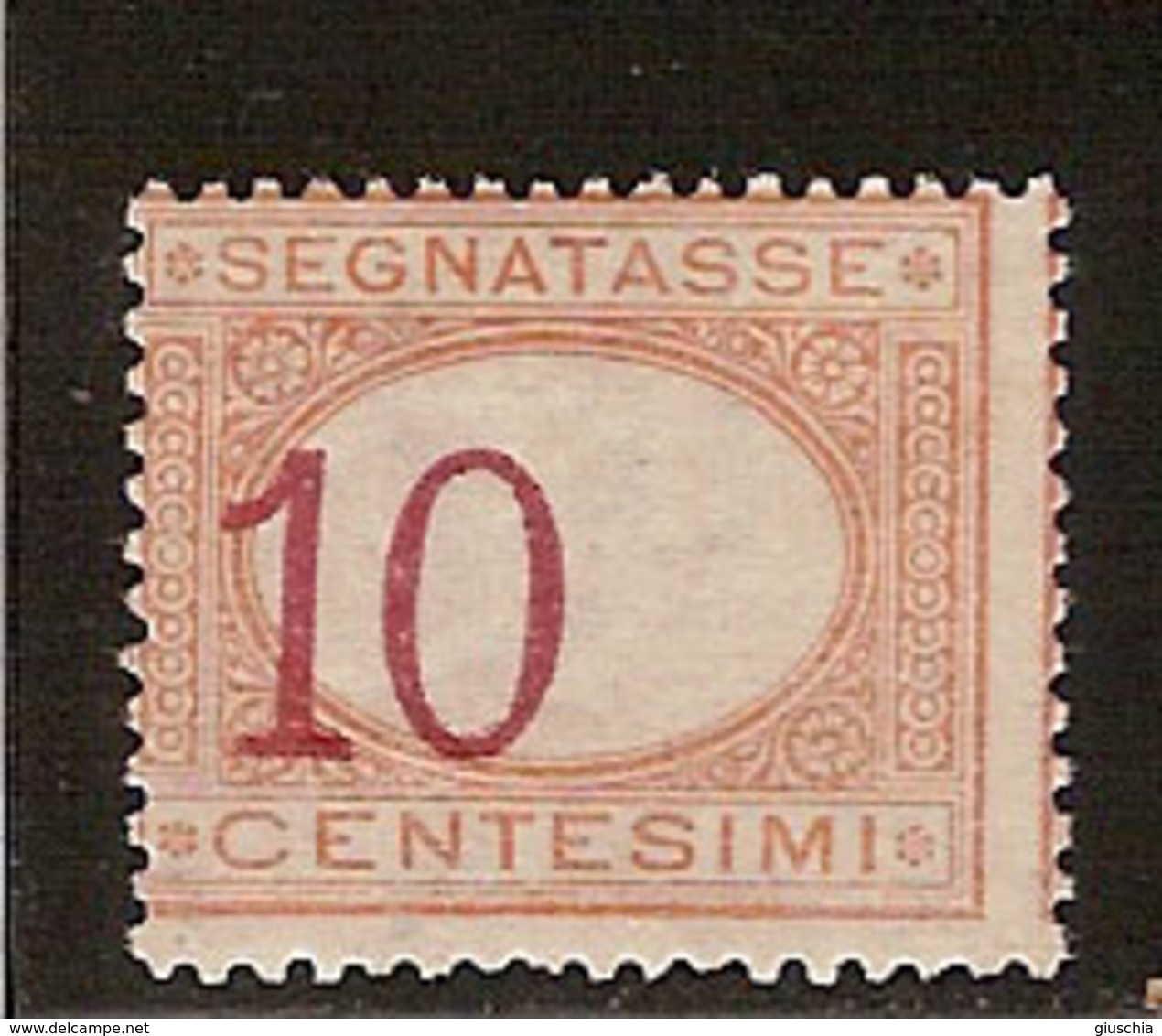 (Fb).Regno.Umberto I.1890-94.-10c Arancio E Carminio Nuovo,g.integra,MNH  Con Cifra Fortemente Spostata (7-19) - Segnatasse