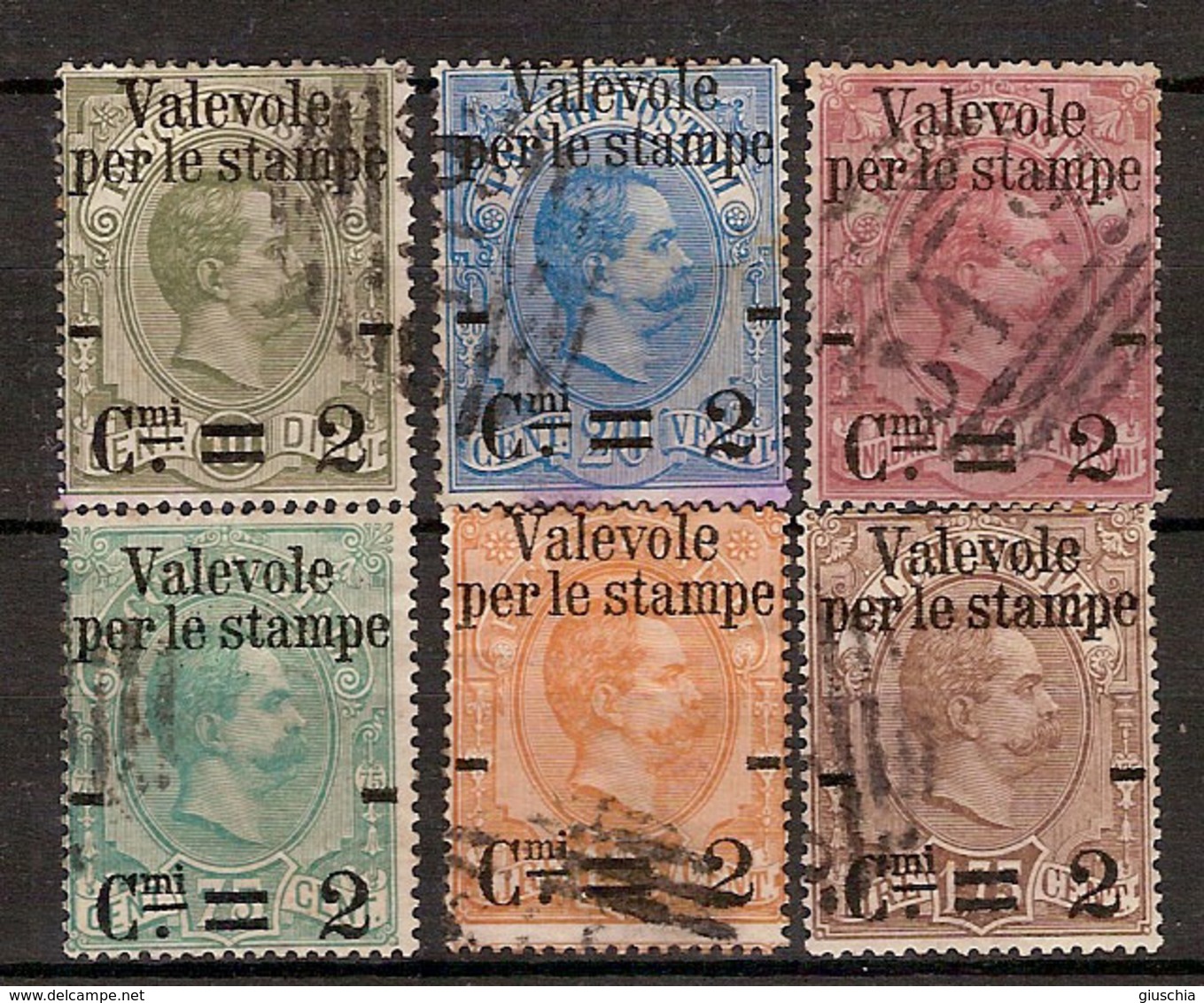 (Fb).Regno.Umberto I.1890. "Valevole Per Le Stampe" Serie Completa Di 6 Val Usati (17-19) - Used