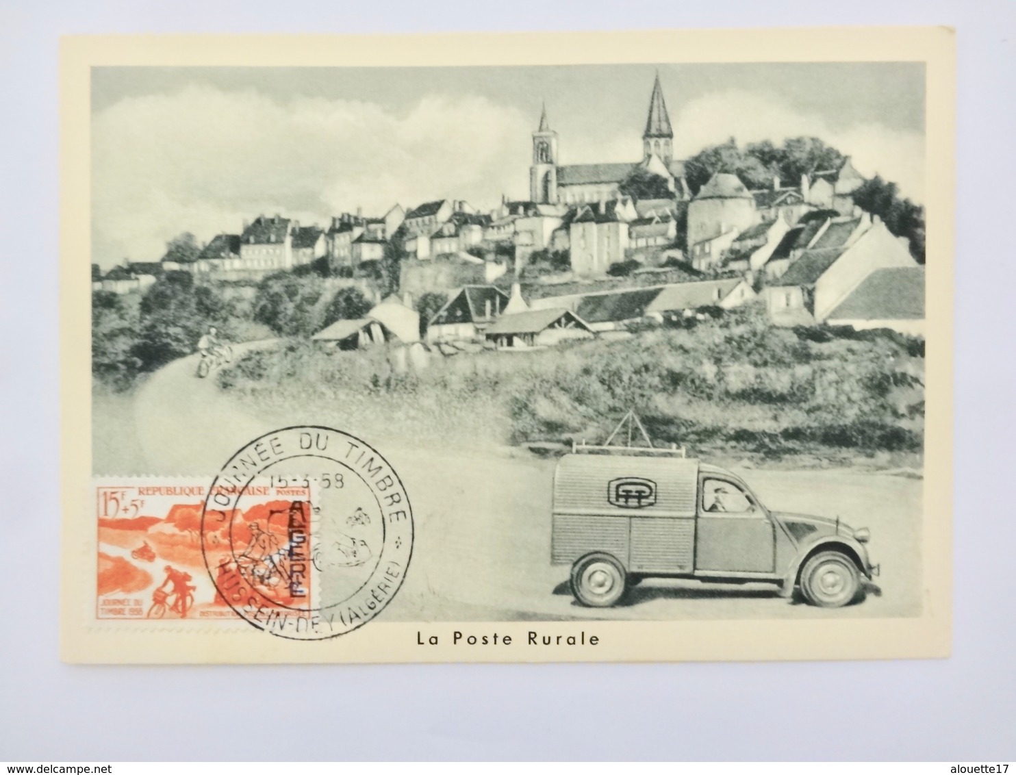 CARTE PHILATELIQUE JOURNEE DU TIMBRE 1958 LA POSTE RURALE - 1950-1959