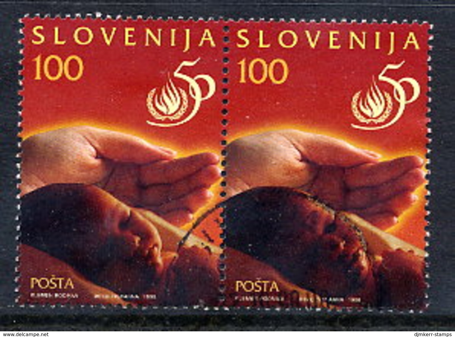 SLOVENIA 1998 UN Declaration Of Human Rights Used Pair.  Michel 239 - Slowenien