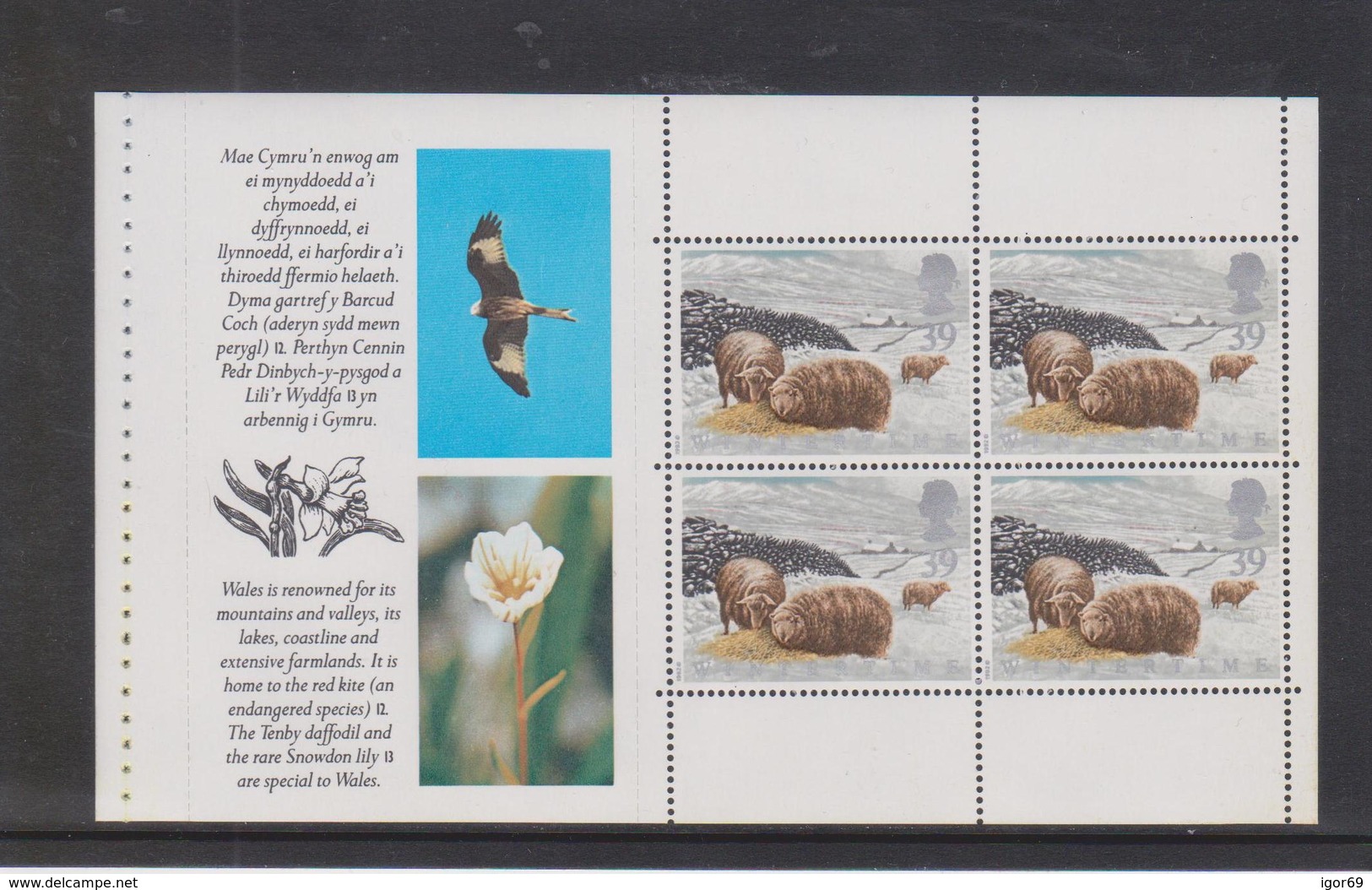 1992 DP179 From DX13 Wales Prestige Booklet , MNH (below FV) - Markenheftchen