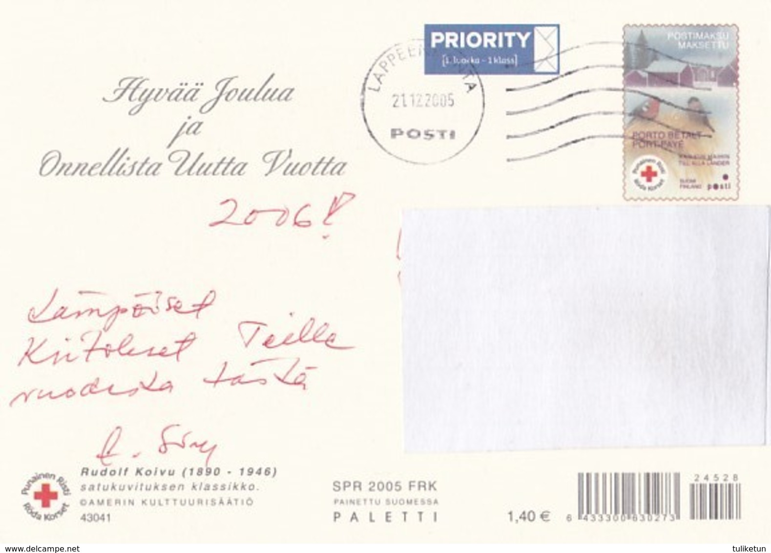 Postal Stationery - Birds - Bullfinches - Santa Claus With Children - Red Cross 2005 - Suomi Finland - Postage Paid - Interi Postali