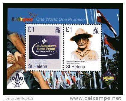 SANTA HELENA  - 2007-  \" A CENTENARY SCOUT "- HOJITA BLOQUE - DENTADAS - Other & Unclassified