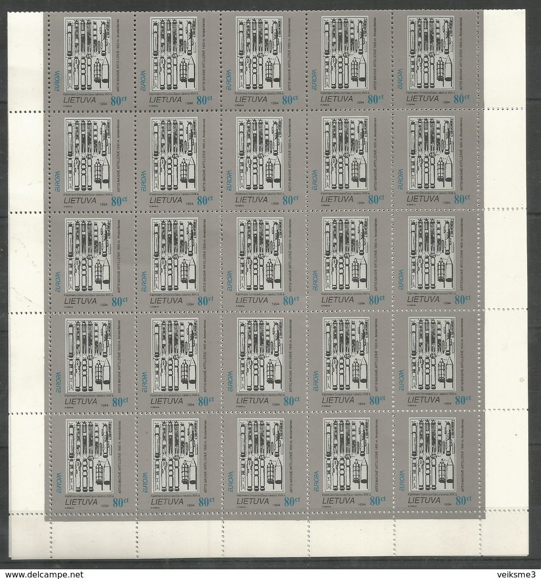 50x LITHUANIA - MNH - Europa-CEPT - Space - 1994 - Folded Sheets - 1994