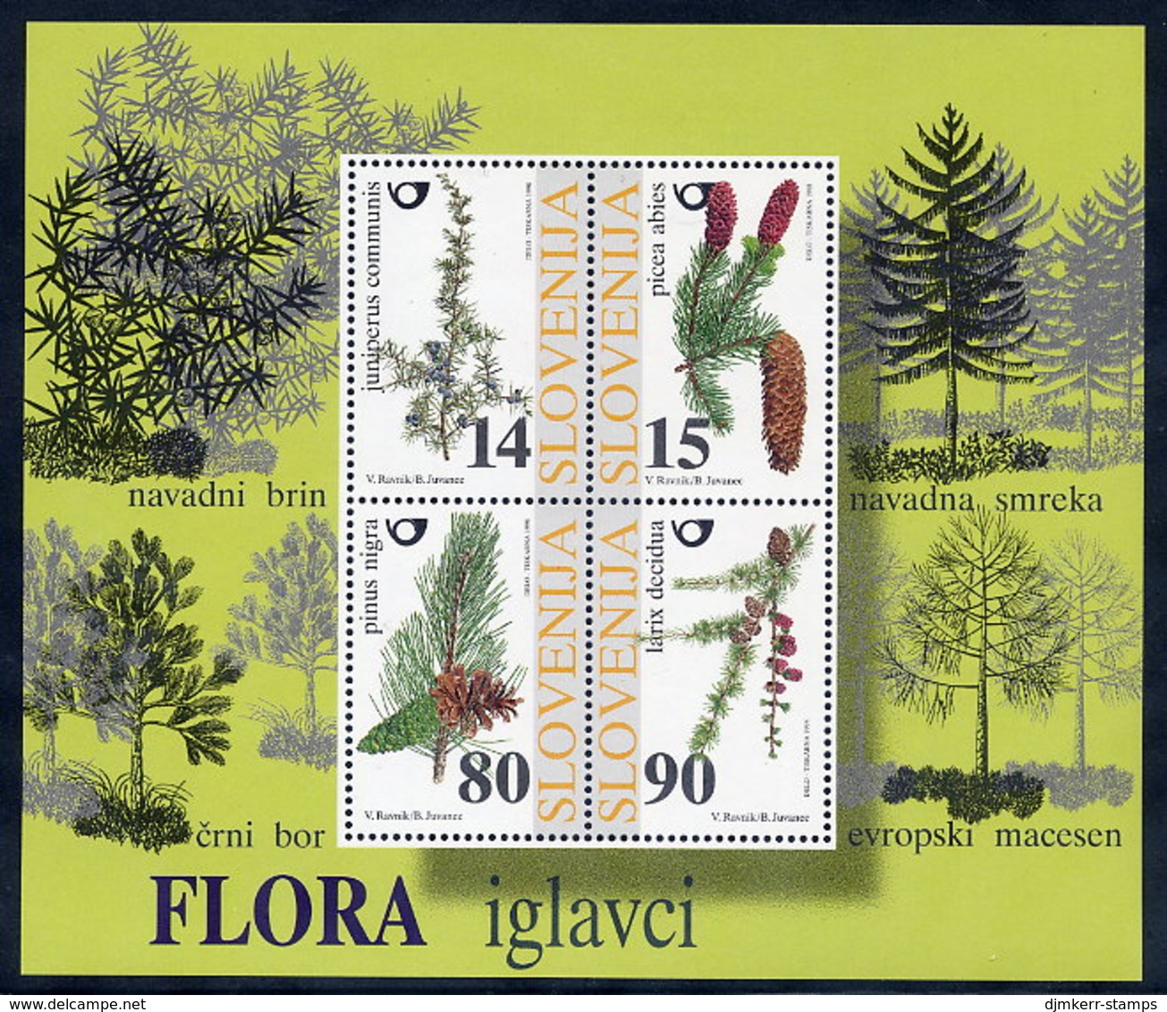 SLOVENIA 1998 Coniferous Trees Block  MNH / **.  Michel Block 7 - Arbres