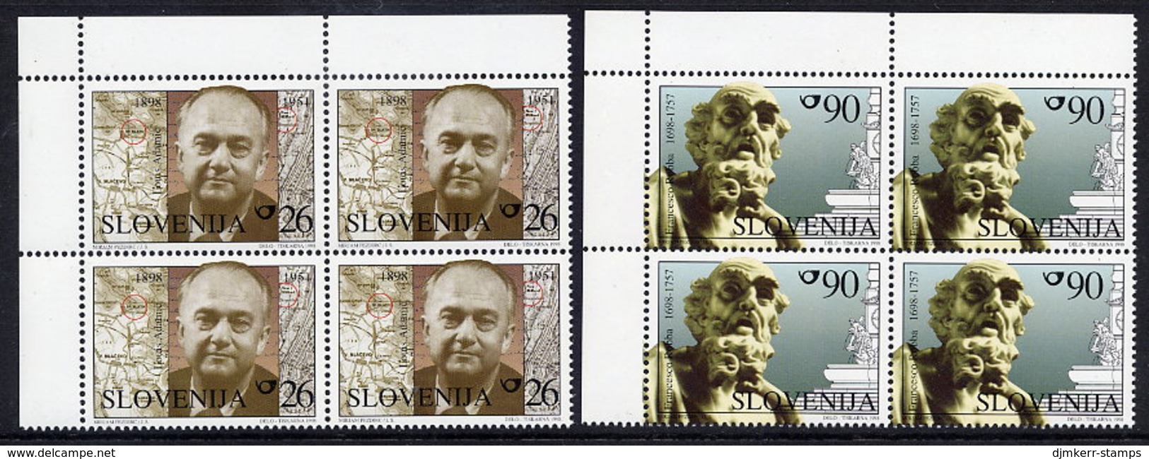 SLOVENIA 1998 Famous Slovenes Blocks Of 4  MNH / **.  Michel 223-34 - Slovenië