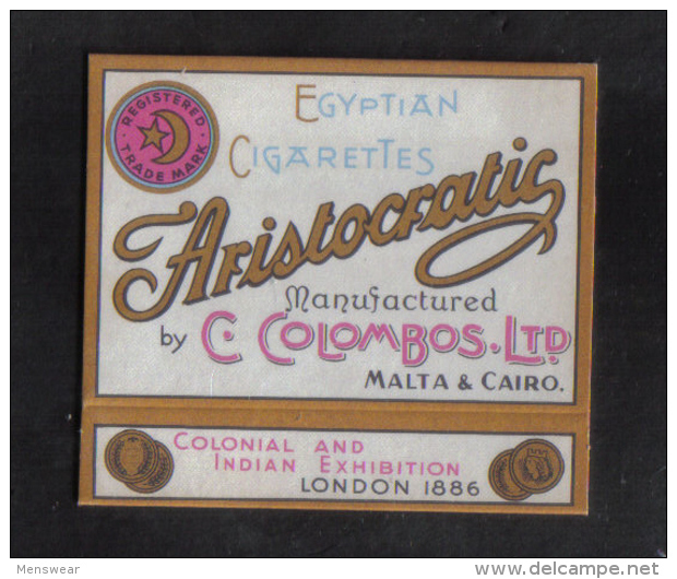 ARISTOCRATIC  C.COLOMBOS LTD.CAIRO MALTA  PACKET OF 10 - 1910 VERY RARE - - Etuis à Cigarettes Vides