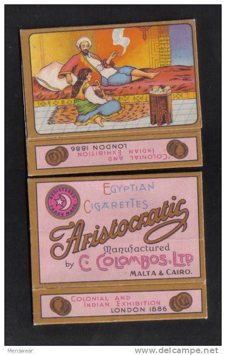ARISTOCRATIC  C.COLOMBOS LTD.CAIRO MALTA  PACKET OF 6 CIGARETTE - 1910 VERY RARE - - Empty Cigarettes Boxes