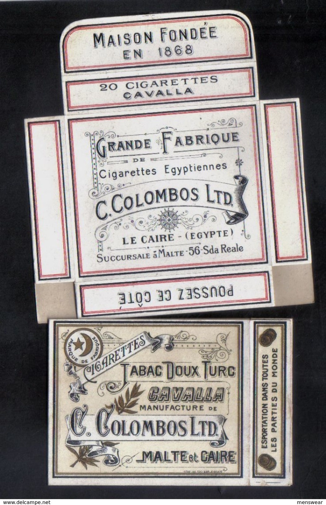 SULTAN  C.COLOMBOS LTD.CAIRO MALTA  PACKET OF 20 CIGARETTE - 1910 VERY RARE - - Etuis à Cigarettes Vides