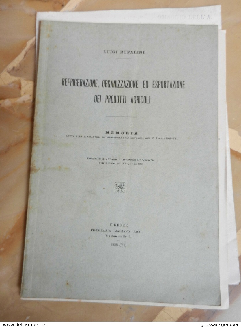 6) BUFALINI REFRIGERAZIONE ESPORTAZIONE TRASPORTO PRODOTTI AGRICOLI 1928 26 PAGINE SOTTOLINEATURE A MATITA - Altri & Non Classificati